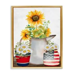 Stupell Industries Americana Flower Bouquets Floater Framed Art Gold