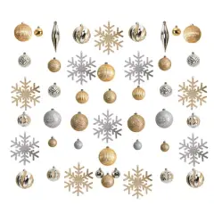 60ct. Holiday Deluxe Shatterproof Christmas Tree Ornament Box Set