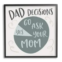 Stupell Industries Humorous Dad Decisions Pie Chart Phrase Framed Giclee Art Black