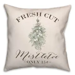 Fresh Cut Mistletoe 18x18 Throw Pillow