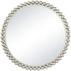 CosmoLiving by Cosmopolitan Silver Metal Wall Mirror with Bead Detailing 36" x 1" x 36"