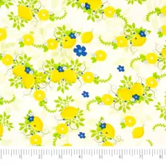 SINGER Small Lemons on White Cotton Fabric