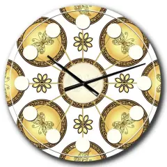Designart 'Gold And Browne Pattern With Gradient Vintage Circles Mid-Century Modern Wall Clock