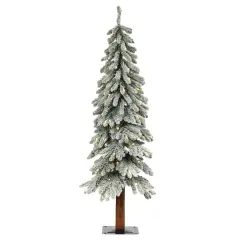 4ft. Pre-Lit Lightly Flocked Artificial Christmas Alpine Tree, Warm White LED Lights