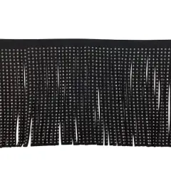 5.5" Faux Leather Rhinestone Fringe Trim by Celebrate It&reg; Black