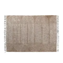 Hello Honey&reg; Brown Boho Cotton Tufted Rug With Arched Geometric Pattern & Fringe, 84" x 60"