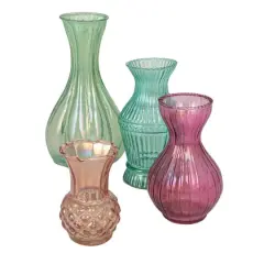 Hello Honey&reg; Multicolor Debossed Reclaimed Glass Vase Set