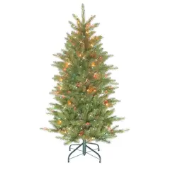 4.5ft. Pre-Lit Slim Fraser Fir Artificial Christmas Tree, Multicolor Lights