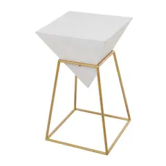 Gold Metal Modern Accent Table, 24" x 20" x 17"