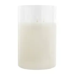 9" LED 3-Wick Flickering Glass & Wax Candle by Ashland&reg; White