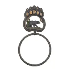 12" Black Bear Paw Towel Ring