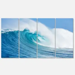 Designart - Blue Ocean Wave - Sea & Shore Photography on Wrapped Canvas set