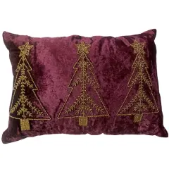 12" x 18" Cranberry Christmas Trees Velvet Lumbar Pillow by Ashland&reg;