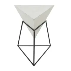 24" Metal Modern Accent Table White on Black