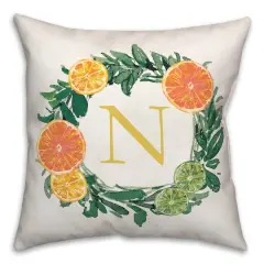 Citrus Monogram Indoor/Outdoor Pillow N