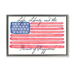 Stupell Industries All American Patriotic Phrase Floater Framed Art Gray