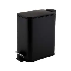Simplify Black 5L Slim Rectangular Pedal Trash Bin with Soft Close Lid