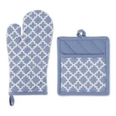 DII&reg; Lattice Oven Mitt & Potholder Set Stonewash Blue