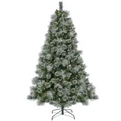 7.5ft. Pre-Lit Frosted Bryson Pine Artificial Christmas Tree, Warm White LED Lights