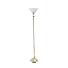 Lalia Home 6ft. Torchiere Floor Lamp with Marbleized Shade Gold with White Shade