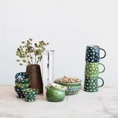 Hello Honey&reg; 14oz. Green Polka Dot Ceramic Mugs, 12ct.
