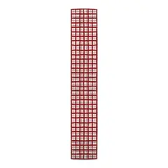 72" Red & White Plaid Poly Twill Runner