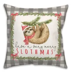 Merry Slothmas 18x18 Throw Pillow