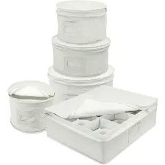 Sorbus 5-Piece Dinnerware Storage Set Beige