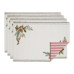 DII&reg; Heritage Holiday Sprigs Reversible Embellished Placemats, 4ct.