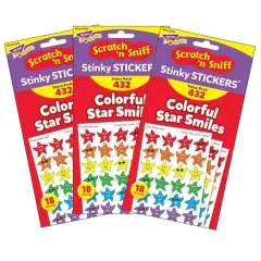 Trend Enterprises&reg; Stinky Stickers&reg; Colorful Star Smiles Variety Pack, 3 Packs of 432ct.