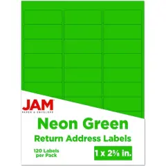 JAM Paper Standard Mailing Return Address Labels Neon Green