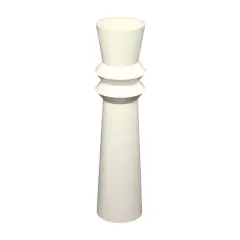 2.5ft. Cream Metal Tall Art Deco Fluted Floor Vase