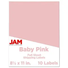 JAM Paper Shipping Labels, 8.5" x 11" Baby Pink Pastel
