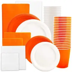 JAM Paper Party Tableware Assortment Grad Pack Orange/White