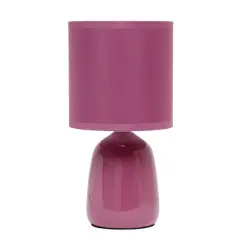 Simple Designs 10" Thimble Base Ceramic Table Lamp Mauve