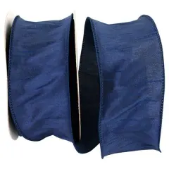 Reliant 2.5" x 20yd. Dupioni Wired Ribbon Navy