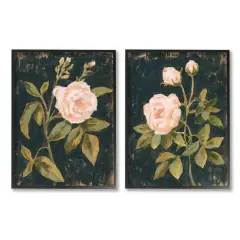 Stupell Industries Enchanted Vintage Pink Rose Florals Black Framed Wall Art Set