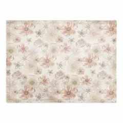Watercolor Florals Cotton Twill Placemat White