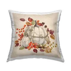 Stupell Industries Harvest Leaves Pumpkins Outdoor Printed Pillow