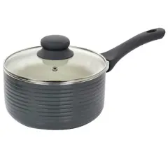 Oster Ridge Valley 2.5qt. Gray Nonstick Aluminum Saucepan with Lid