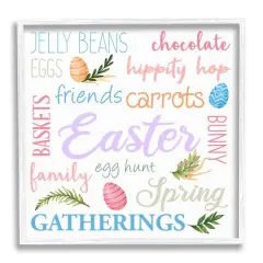 Stupell Industries Festive Easter Activity Sign Patterned Eggs Motif Framed Giclee Art White