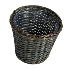 Household Essentials 11.75" Brown Handwoven Willow Waste Basket with Plastic Liner