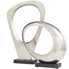 Geometric Abstract Metal Tabletop Sculpture Set Silver