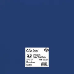 PA Paper&trade; Accents 12" x 12" Muslin 73lb. Cardstock, 25 Sheets Chambray