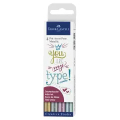 Faber-Castell&reg; PITT&reg; 4 Color Metallic Artist Pen Set