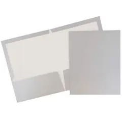 JAM Paper Laminated 2-Pocket Glossy Folders, 6ct. Silver