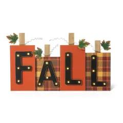 Glitzhome&reg; 18" Lighted Wooden Fall Pumpkins Table D&eacute;cor