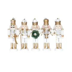 Santa's Workshop 5" White & Gold Nutcracker Set