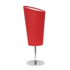 Simple Designs&trade; 12.5" Mini Chrome Table Lamp with Angled Fabric Shade Red