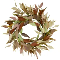 22" Neutral Fall Colored Leaves Autumn Harvest Wreath